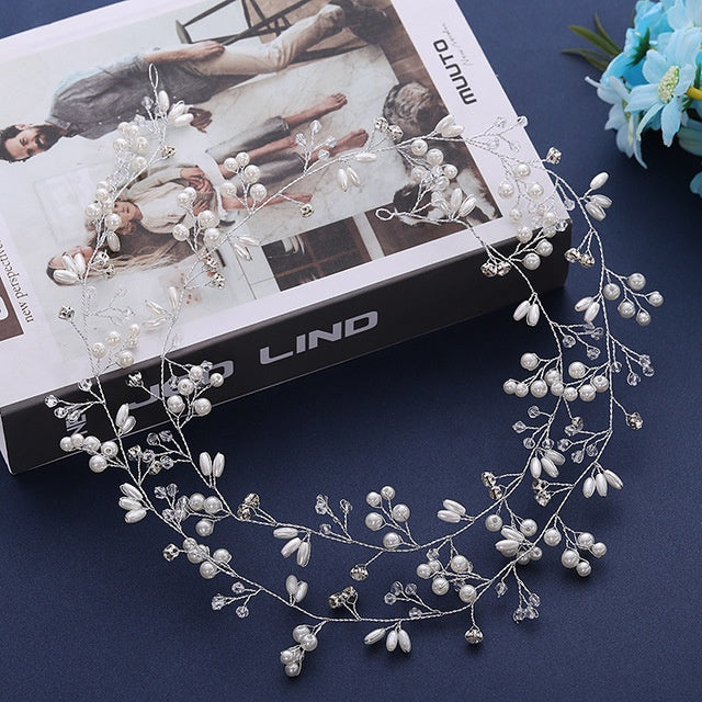 Bridal Crystal Pearl Hair Vine